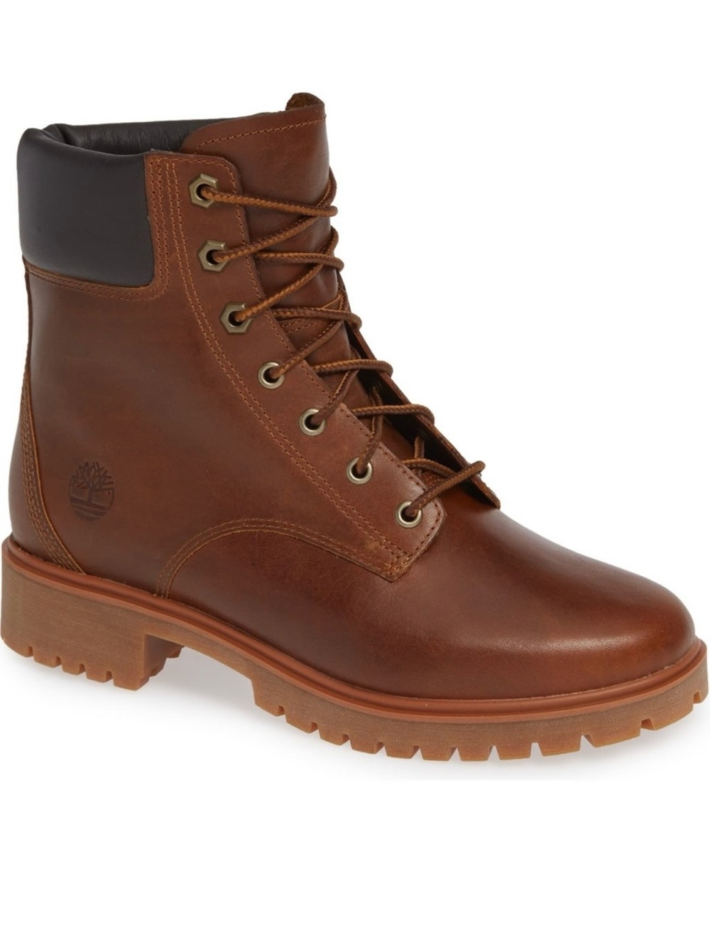 NWOB Timberland Jayne 6-Inch Waterproof Brown Leather Hiking Boots, Size 8.5
